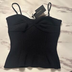 Massimo Dutti Black Ribbed Camisole